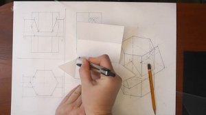 Развертки шестиугольной и треугольной призмы с врезками.Урок30.(Часть2. ПРОЕКЦИОННОЕ ЧЕРЧЕНИЕ)