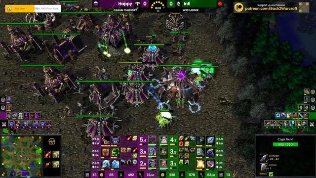 WC3 - CL LVL6 - 35 MIN GAME! - [UD] Happy Vs Infi [HU]  - W3Champions Ladder Games