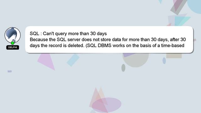 SQL : Can't query more than 30 days смотреть онлайн
