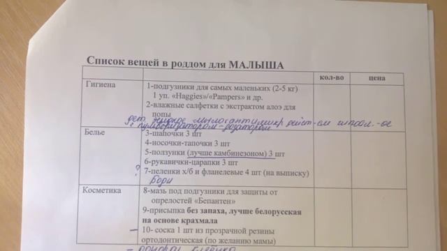 Список вещей в роддом для малыша смотреть онлайн