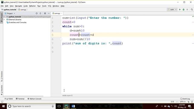 Python program to find sum of digits of entered number смотреть онлайн