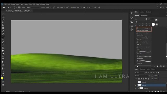 Digital painting of Windows XP Bliss Wallpaper || Photoshop landscape painting. смотреть онлайн