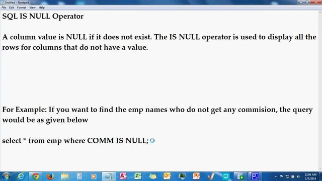 IS NULL Operator in SQL Query with Example смотреть онлайн