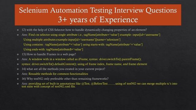Selenium Interview Questions for Experienced Candidates || Automation testing Interview Questions смотреть онлайн