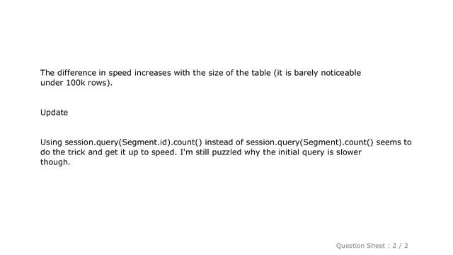 MySQL : Why is SQLAlchemy count() much slower than the raw query? смотреть онлайн