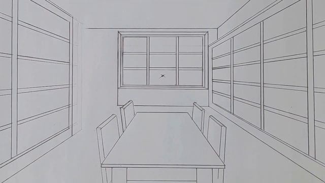 How to draw a library in one point perspective, time-lapse смотреть онлайн