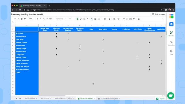 Inventory lending template in Google Sheets смотреть онлайн