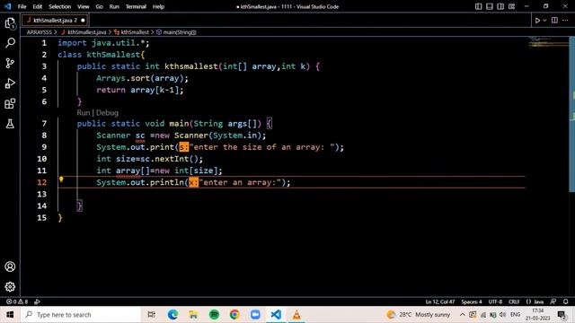 finding kth smallest element in unsorted array | java arrays | java programming смотреть онлайн