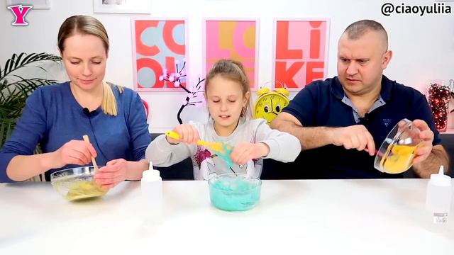 ТРИ Цвета КЛЕЯ и ТРИ Цвета БЛЕСТОК Слайм Челлендж / Чао Юля смотреть онлайн