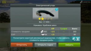 на что ловить электрический угорь в игре My Fishing World
