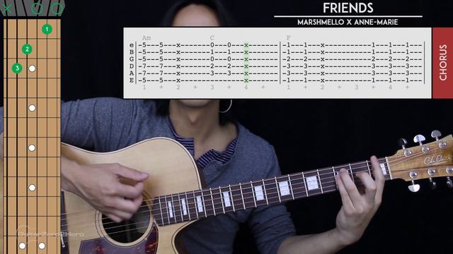 FRIENDS Guitar Cover Acoustic - Marshmello & Anne Marie 🎸 |Fingerpicking + Chords|