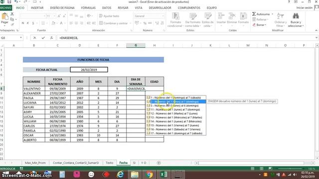 SESIÓN 7 - FÓRMULAS EXCEL(4): FECHA смотреть онлайн