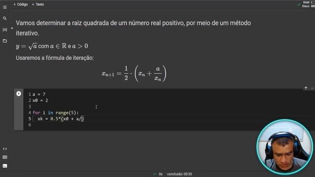 Raiz quadrada usando um método iterativo com Python смотреть онлайн