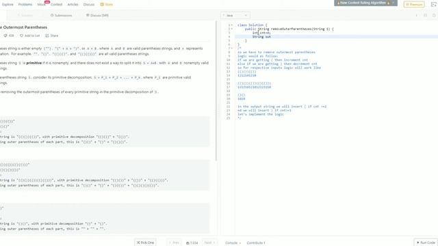 1021. Remove Outermost Parentheses |Leetcode |Java смотреть онлайн