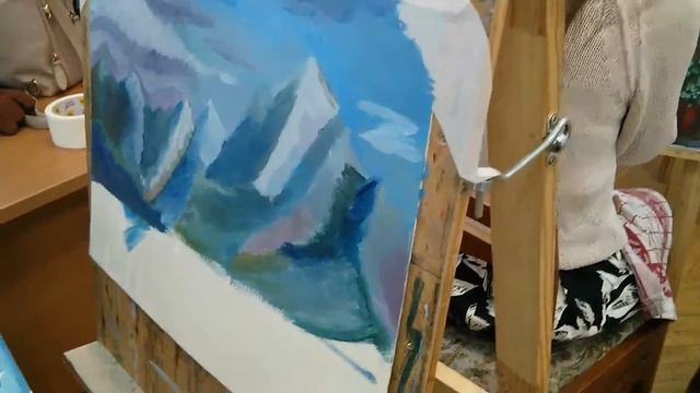 Изумрудная зелень гор. МАСЛЯНАЯ живопись. Как нарисовать горный пейзаж. смотреть онлайн
