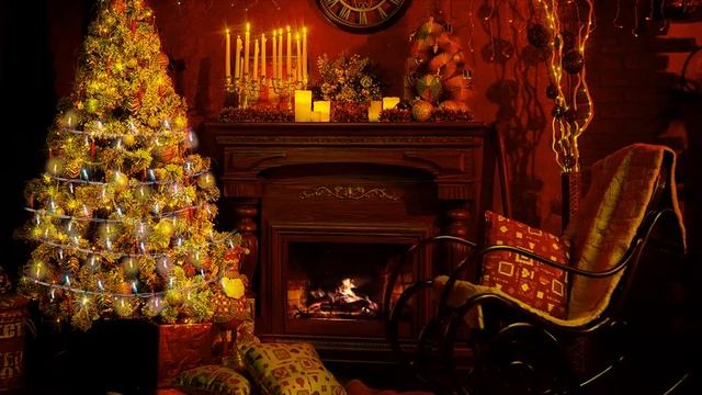 Christmas Ambience - Beautiful Instrumental Christmas Music With Fireplace Sound - Merry Christmas