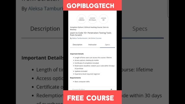 Complete Python 3 Ethical Hacking Course #hacking #hacker #coding #programmer #gopiblogtech смотреть онлайн