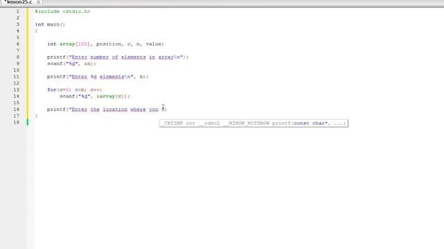 C Programming Tutorial #25, Insert an element in an array смотреть онлайн