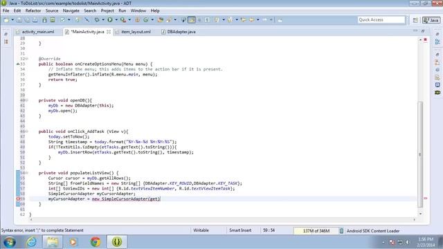 Android: Populating a ListView from the SQLite Database смотреть онлайн