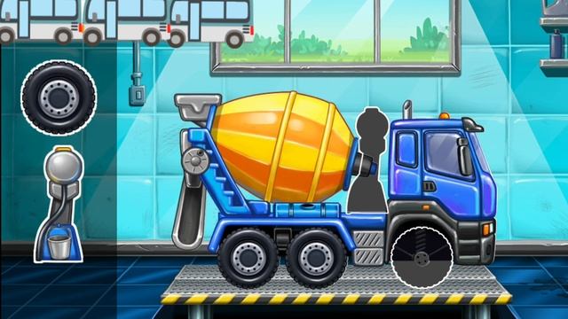 Видео для детей. Строительный транспорт. Бортовой грузовик, бетономешалка. смотреть онлайн