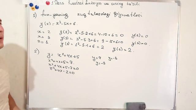 9-sinf Algebra 1-dars. Kvadrat Funksiya Tushunchasi