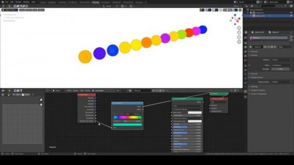 Random colors using one material. Blender 2.8 tutorial
