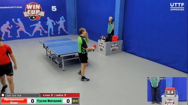 13:00 Литвиненко Олег 2-3 Гусев Виталий  стол 5 ЮГ-2  09.10.20