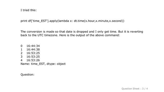 Pandas : Convert Pandas DF column from UTC to US-Eastern time without date смотреть онлайн