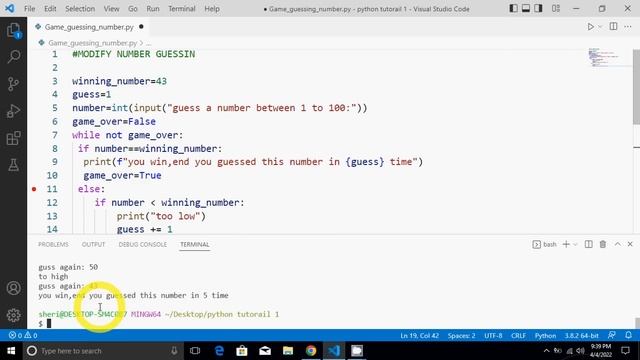 Number Guessing Game : python tutorial смотреть онлайн