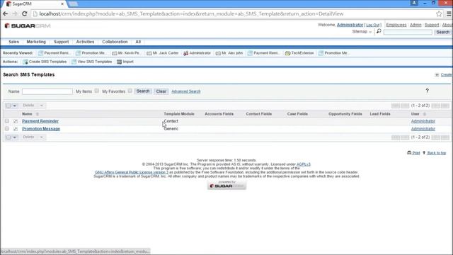 SUGARCRM Modules SUGARCRM SMS integration functions demonstration by TechExtension смотреть онлайн