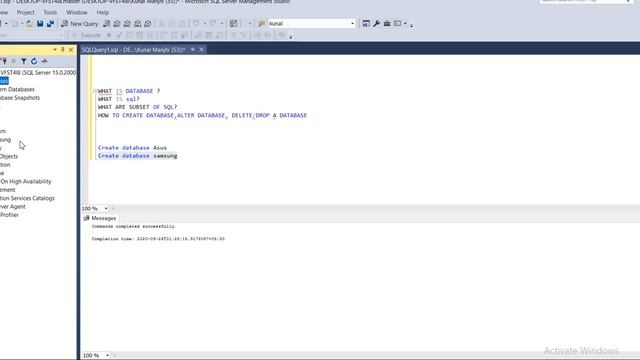 SQL PART 1:- DATABASE, SUBSET Of SQL, CREATE ,ALTER & DROP ADATABASE смотреть онлайн