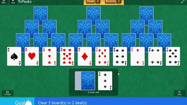 TriPeaks\Medium I - Clear 3 boards in 2 deals смотреть онлайн