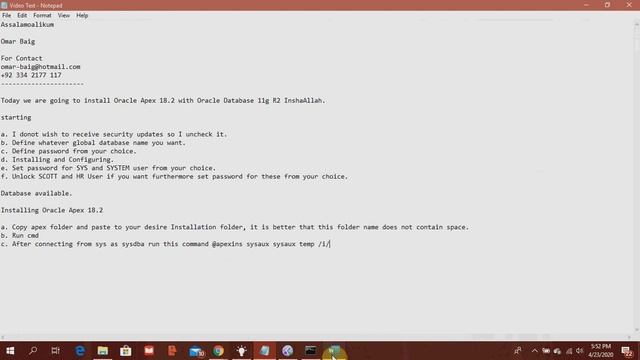 Oracle Apex Installation 18.2 - DB 11g R2 смотреть онлайн
