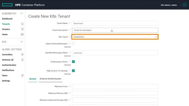 Create a Kubernetes Tenant 5.1- HPE Ezmeral Container Platform смотреть онлайн