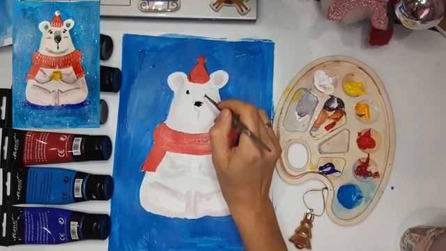 Как нарисовать полярного мишку, рисуем белого медведя смотреть онлайн