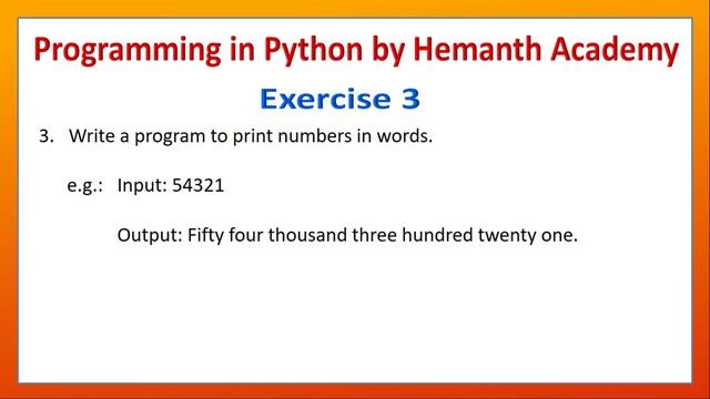 38 Python programming exercise - part 2 by Hemanth Academy смотреть онлайн