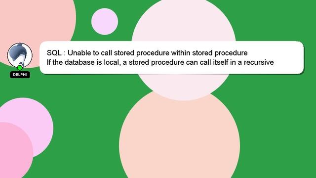 SQL : Unable to call stored procedure within stored procedure смотреть онлайн