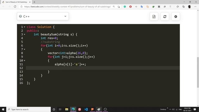 LeetCode 1781. Sum of Beauty of All Substrings | Medium | Biweekly Contest 47 | Algorithm Explained смотреть онлайн