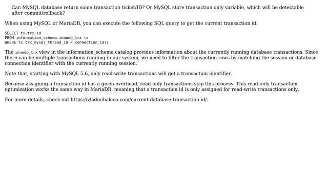 Databases: Transaction Identifier - possible with MySQL? (2 Solutions!!) смотреть онлайн