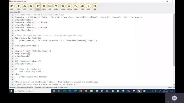 Python Chapter 9 Class 1 Part 2 Dictionary Methods смотреть онлайн
