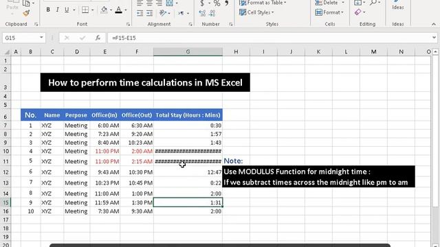 How to perform time calculation in MS Office Excel |online computer courses| смотреть онлайн