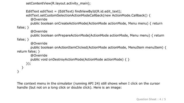 Android : Disable EditText context menu смотреть онлайн