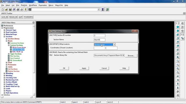 ANSYS - Lesson 22: Curved Beam With Trapezoid Cross Section