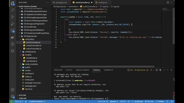 Build REST API with Node Express MongoDB - JWT Secret for Sign up #31 смотреть онлайн
