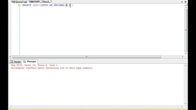 TSQL: Arithmetic overflow error converting int to data type numeric. смотреть онлайн