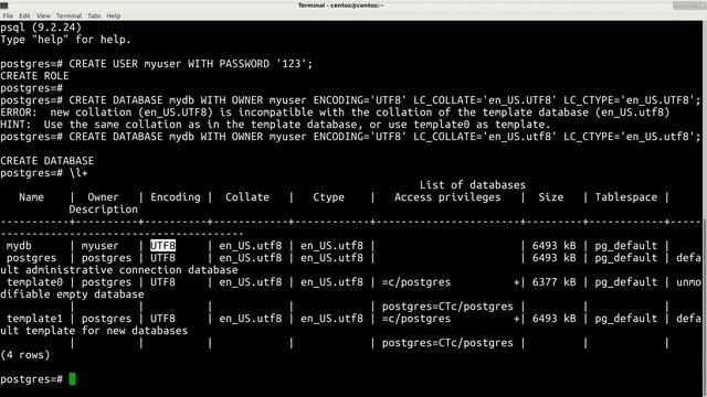 How to create postgresql user and database смотреть онлайн