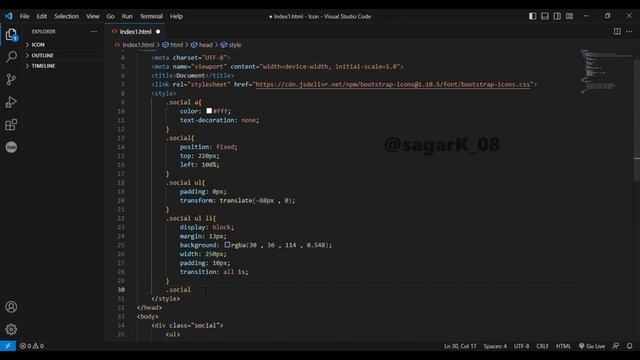 Social media icons hover effect in css & Html | Horizontal scroll icons смотреть онлайн