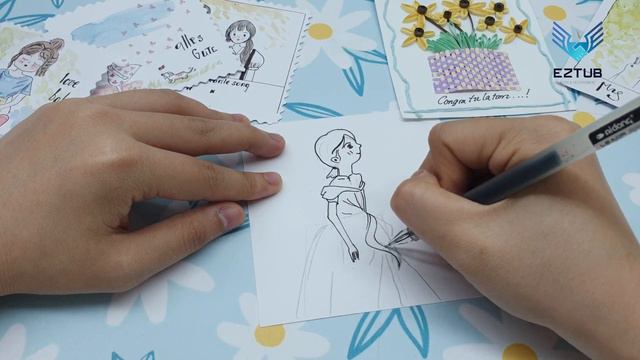 How to draw princess walking in the forest | Draw cartoon characters смотреть онлайн