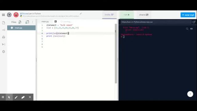Len command in Python смотреть онлайн