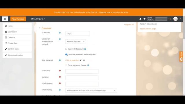 Moodle Tutorial | Create User Accounts Manually